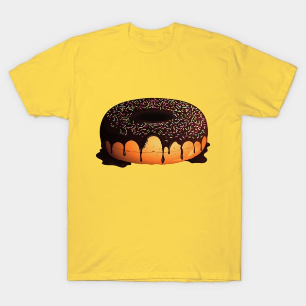 Chocolate Covered Donut With Sprinkles T-Shirt by InkyArt